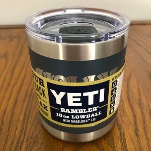 Yeti Rambler 10oz Lowball Tumbler Charcoal Magslider Lid Inserts Decal Holly New